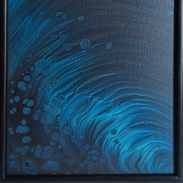 Peinture Acrylique Pouring Bulles Bleues