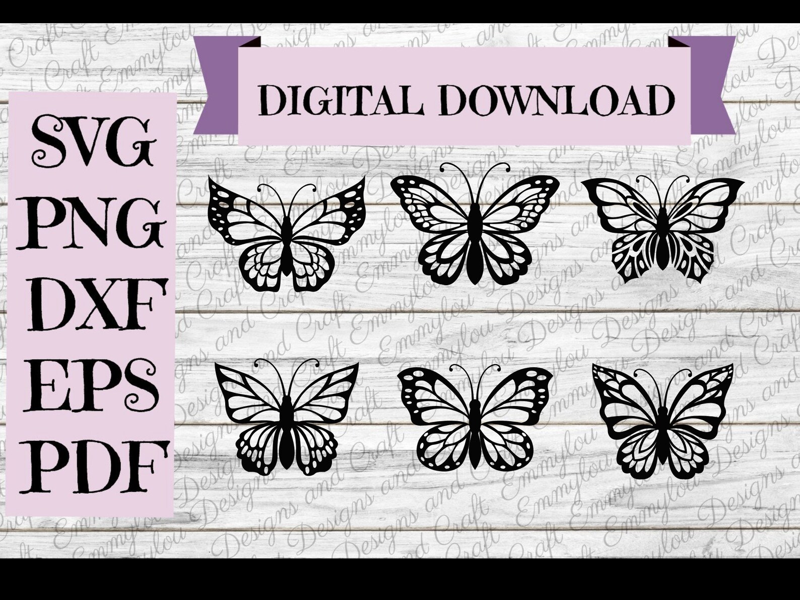 Set of 6 Butterflies Bundle/ Butterfly Single Layer - Svg Format ...