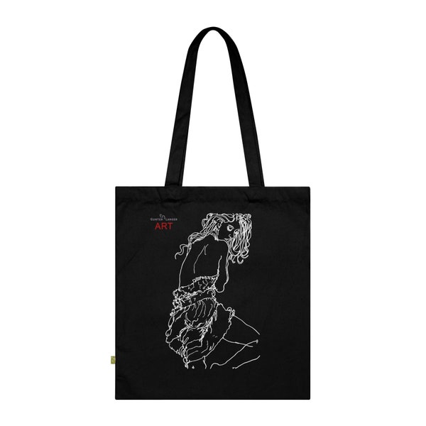 Organic Cotton Tote Bag - Line Art - unique - Motiv "Giselle" (weiß)