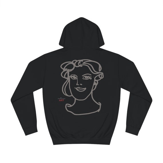 Unisex College Hoodie Line Art Unique Motif (grey) Front