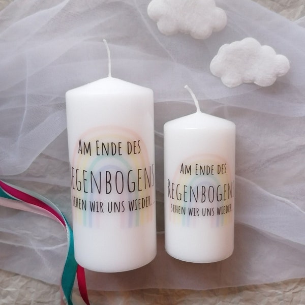 Sternenkind / Regenbogenkind Trauerkerze: "Am Ende des Regenbogens ..." -Geschenk -Trauer -Gedenkkerze -Beileid - Trost - Grabkerze - Set