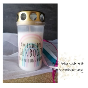 Grave candle, mourning candle customizable - condolences - mourning gift - condolence - outdoor candle - own text - rainbow - star child