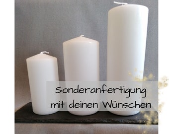 Sonderanfertigung, Kerze mit Wunschtext, Wunschmotiv, individuelles Design mit Entwurf, Taufkerze, Hochzeitskerze, Geburtstagskerze, unikat