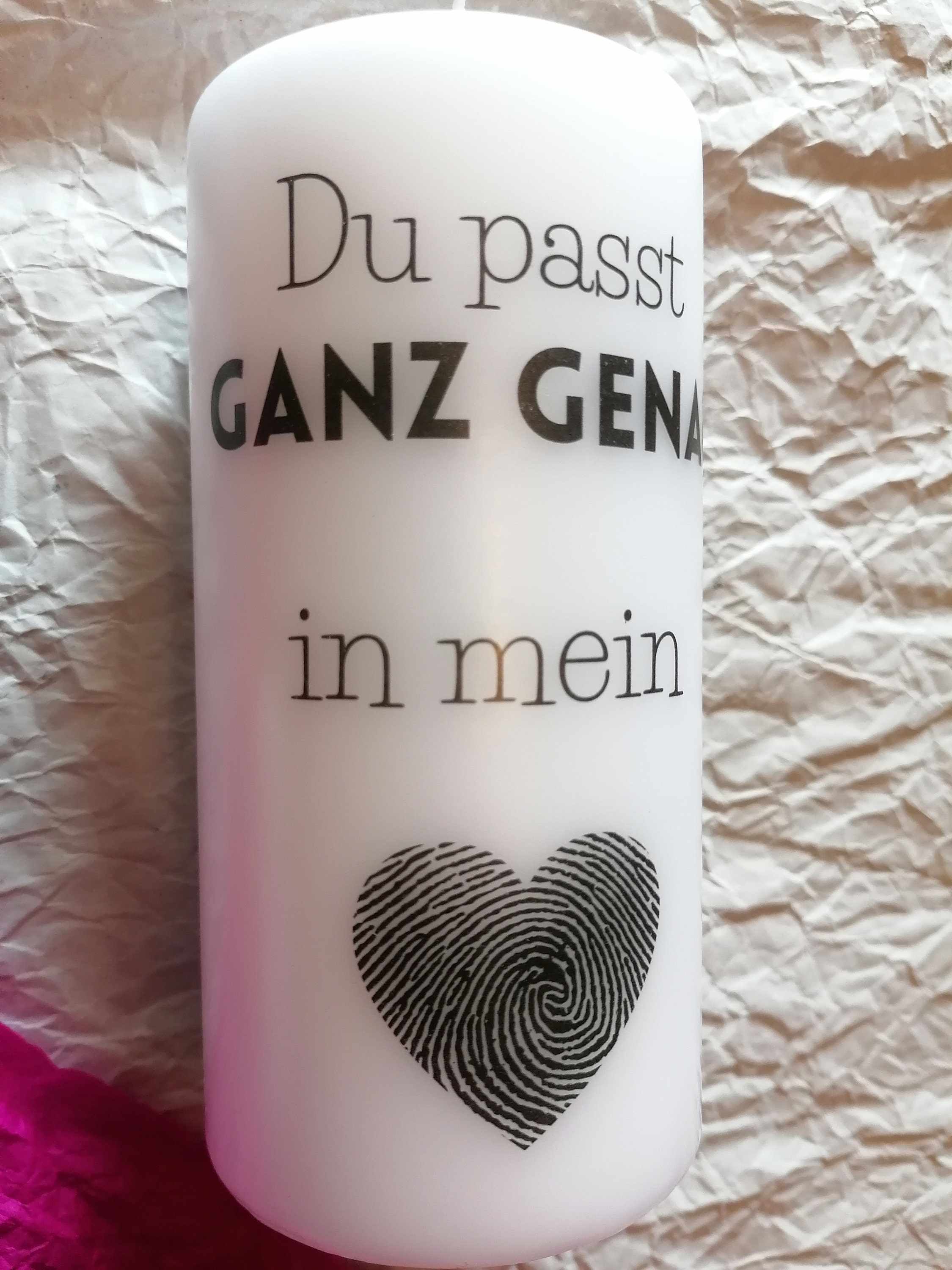 Kerze mit Spruch Du passt genau in mein Herz Etsy