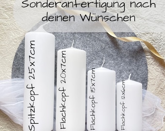 Sonderanfertigung, Kerze mit Wunschtext, Wunschmotiv, individuelles Design mit Entwurf, Taufkerze, Hochzeitskerze, Geburtstagskerze, unikat