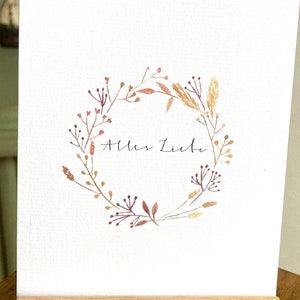 Geburtstagskarte „Alles Liebe“ mit Trockenblumen/ Trockenblumen/ Geburtstagskarte modern Blumenkranz