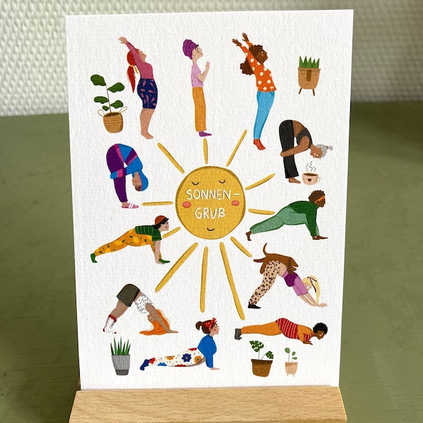 Yoga postcard/mini poster "sun salutation"/card sun salutation/decoration/yoga