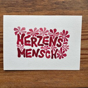 Herzensmensch Karte, Aquarellkarte Herzensmensch, Postkarte Herzensmensch