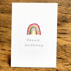 Geburtstagskarte Regenbogen / Aqauarellkarte / Postkarte Regenbogen / Minimalismus / Handlettering Postkarte