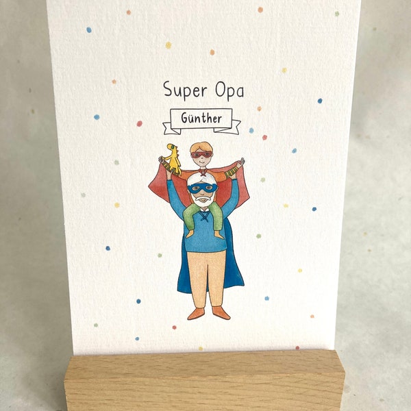 Super grandpa postcard, personalized birthday gift, card for grandpa, gift grandpa