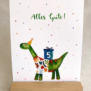 Geburtstagskarte 5 Jahre, 5. Geburtstag Postkarte, Dino Karte