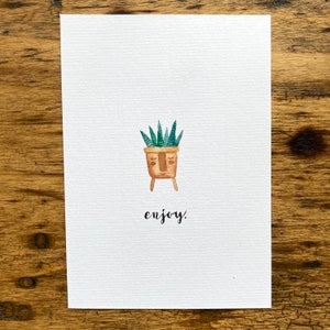 Postkarte „Enjoy“/ Pflanze/ Karte Pflanze/ Mini Poste „Enjoy“ Pflanze/  Mini Aquarell -Poster