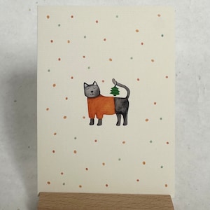 Weihnachtskarte Katze, Weihnachtskarte Aquarell