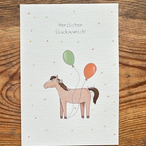 Pferde Postkarte zum Geburtstag, Geburtstagskarte