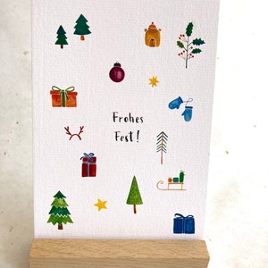 Weihnachtskarte Aquarell, Weihnachstkarte, Frohes Fest Weihnachtskarte
