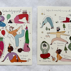 Lustiges Yoga Karten Set, Geburtstagsyoga und Weihnachtsyoga