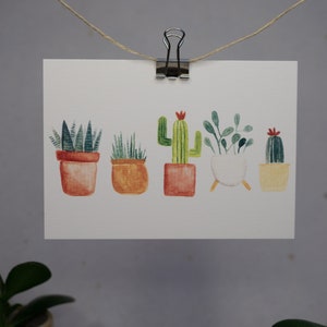 Postkarte »Aquarell-Kakteen« | Karte Pflanzenliebhaber | Grußkarte | Kaktus | Aquarell