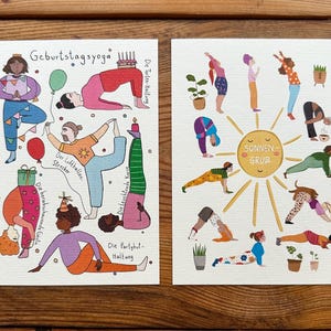 Geburtstagskarten Set Yoga, Sonnengruß und Geburtstagsyoga