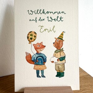 Karte zur Geburt, Willkommen auf der Welt, Postkarte Geburt, Geburtsgeschenk,
