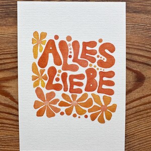 Geburtstagskarte Aquarell Blumen Alles Liebe, Karte Geburtstag Aquarell