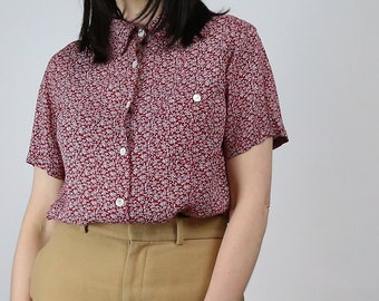 CLEARANCE SALE Women's Vintage Red Floral Blouse | Angnes Flo | 1990s