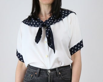 Women's Vintage Toi Plus Moi Cape Collar Blouse | Paris | Short Sleeve