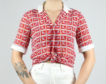 Women's Vintage Bird Print Blouse | Sheer | Tokyo-Blouse | PARIS EDIT