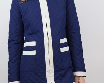 CLEARANCE SALE Vintage Womens Quilted Light Jacket | Size 8 | Navy Blue | Mod Look