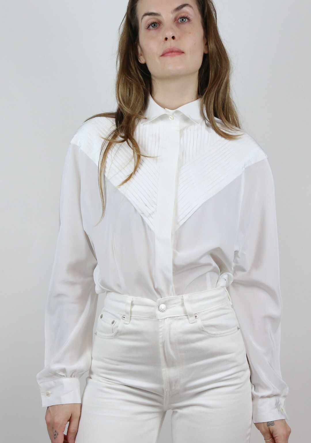 Vintage Blouse - White w/ Holly main image 1