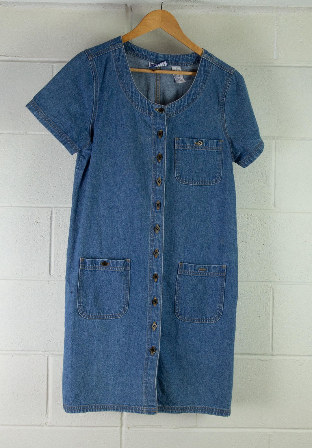 Women Vintage Denim O-Neck Dress main image 0