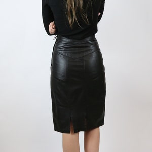 Vintage Leather Midi Skirt High Waisted Fitted Skirt Made in New Zealand image 2