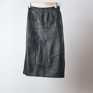 Vintage Leather Midi Skirt High Waisted Fitted Skirt Made in New Zealand image 4