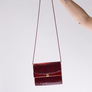 Damen Vintage MetalMesh Schultertasche | Burgunderrot | Super Zustand
