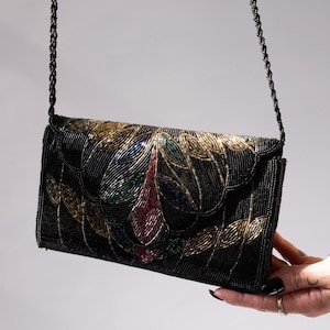 Bolso de hombro vintage con lentejuelas para mujer / Bolso Art Déco