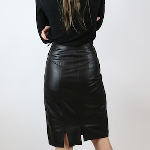 Vintage Leather Midi Skirt High Waisted Fitted Skirt Made in New Zealand image 5