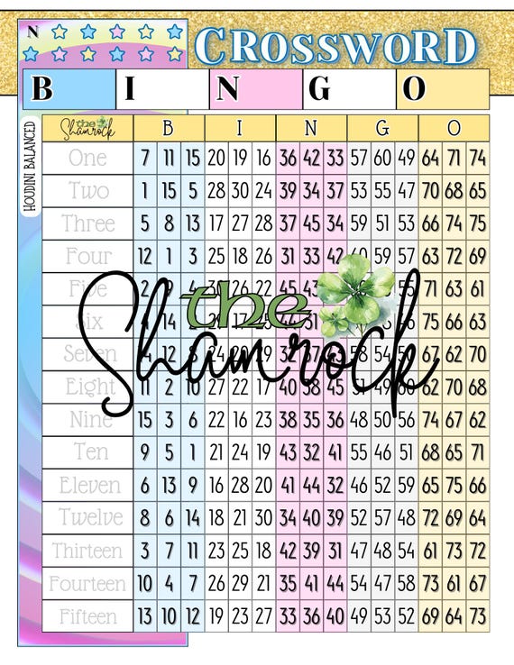 Bingo boards | crossword | tah | triple action houdini | - etsy