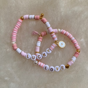 Pink Heishi bracelet to customize