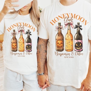Custom Honeymoon Vacation Shirt, Halloween Honeymoon Club Tshirts, Just Married Matching Couple Shirt, Hubby Wifey Shirt, Newlywed Gift