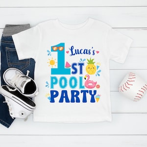 1st Pool Birthday Party Outfit, Splish Splash Birthday Party, First Water Party Bodysuit Shirt, Waterslide Birthday Party Custom Tshirt Kids