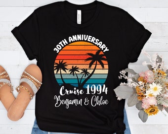 Camisas de crucero personalizadas del 30 aniversario, camisa de crucero para parejas, camisa de crucero de aniversario de boda personalizada, camisa de crucero para marido y mujer