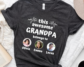 Personalized Grandpa Shirt with Grandkids Name and Photo, Father&#39;s Day Shirt for Grandpa, Custom Grandpa Shirt With Kids Name, Custom Photo