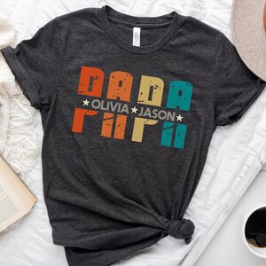 Camiseta personalizada para papá con nombre de nietos, camiseta del Día del Padre para abuelos, camiseta personalizada para abuelos, camiseta para papás nuevos, camiseta para papás nuevos