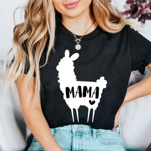 Cute Mama Llama Shirt,Animal Lover Shirt,Llama Lover Gift for Mom,Farm Wife Shirt,Mothers Day Pregnancy Announcement,Mom Life,New Mom Shirt