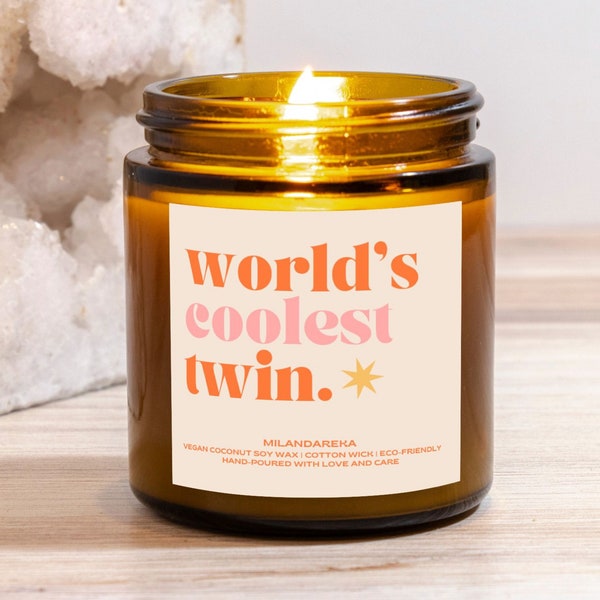 World's Coolest Twin Candle, Funny Twin Birthday Gift, Twin Sister Candle, Twin Birthday Candle