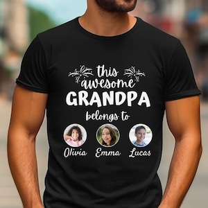 Camisa personalizada del abuelo con nombre y foto de los nietos, camisa del día del padre para el abuelo, camisa personalizada del abuelo con nombre de los niños, foto personalizada
