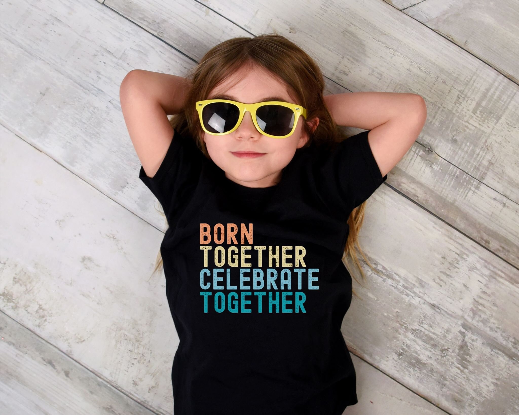 Twin Birthday Shirt for Kids, Born Together Celebrate Together 