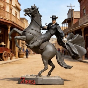 Zorro a caballo Modelo OTH019 Archivo STL para impresión 3D (dividido)