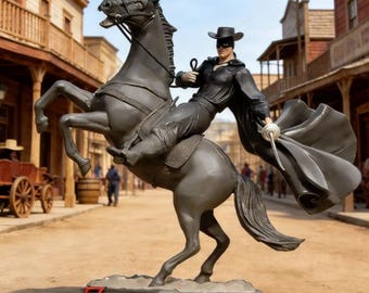 Zorro on horse Model OTH019 3D Print STL File (split)