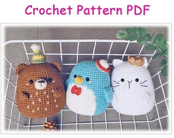 Chubby Animals Crochet Pattern, Amigurumi Stuffed Toys (PDF Download CP050)