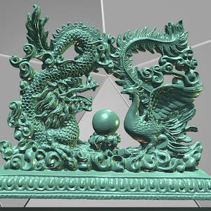 Furnishing Dragon and phoenix Model OTH015 FDM 3D Print STL File For 3D Printing
